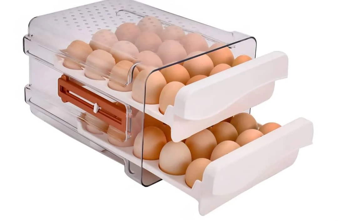 � استاند    البيض الذكية – تسع 40 بيضة كاملة! 🥚 رتّب ثلاجتك بذكاء، واحفظ البيض بأمان ونظافة 🧊✨